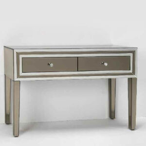 Console "St. Moritz - Light Brown & Silver - 120 x 40 x h 82 cm - specchio, mdf .